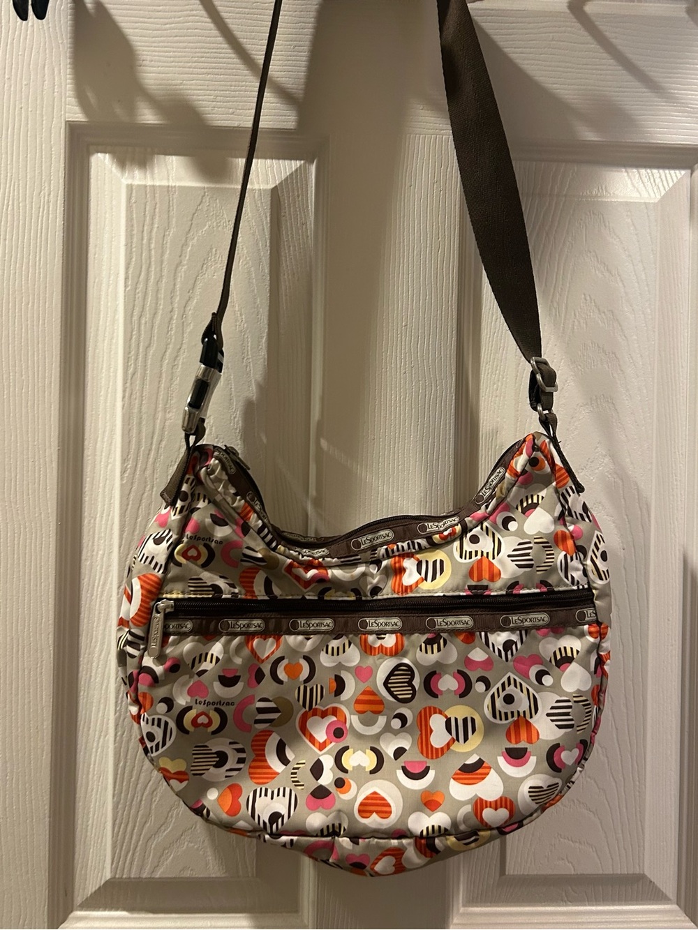 LeSportsac Deluxe Everyday Bag - Vintage Multicolor Graphic Heart Print Y2K